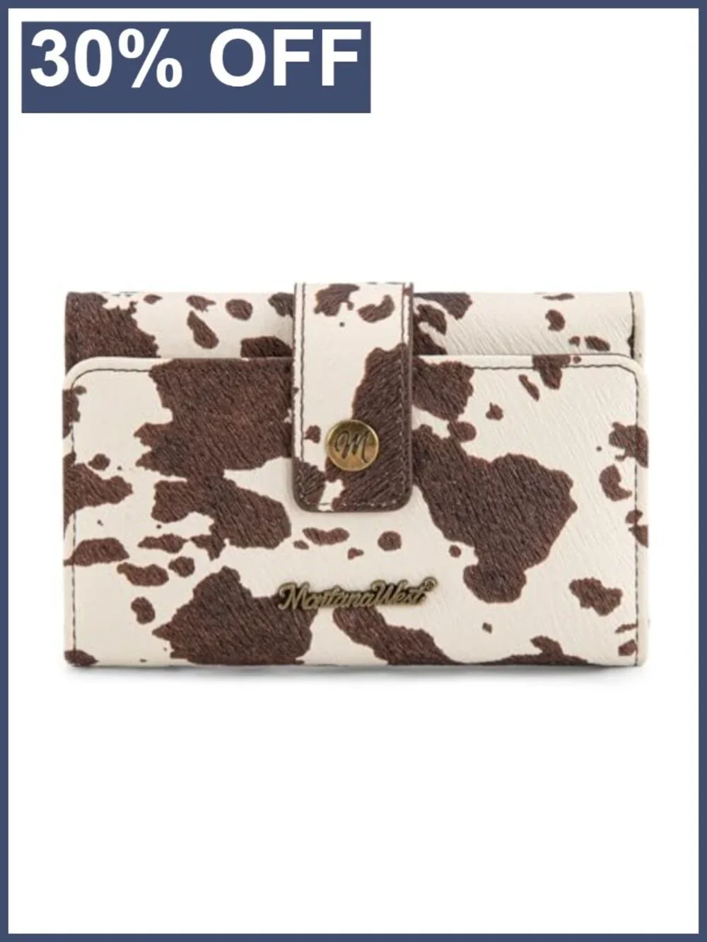 Women's Trifold Wallet RFID Vegan Leather Cow Print Card Holder Clutch